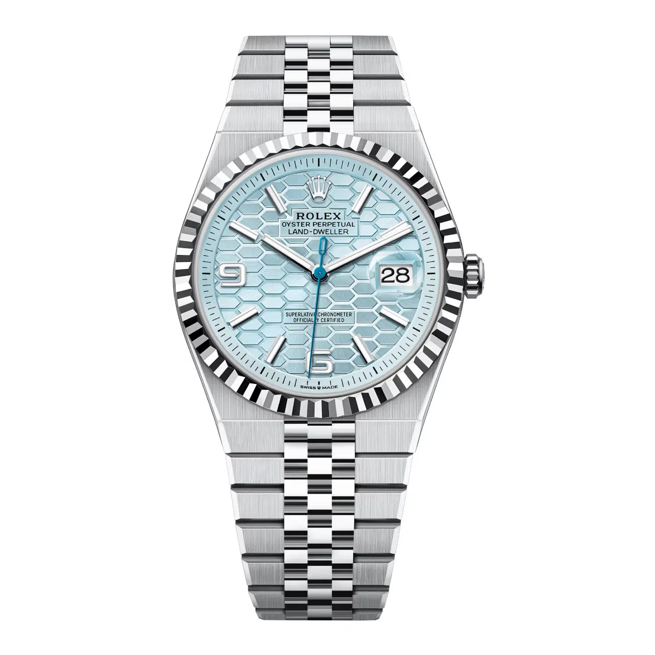 Rolex Land-Dweller 127336-0001 Ice Blue Dial Flat Jubilee Bracelet