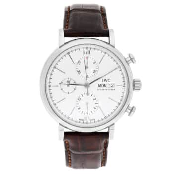 IWC Portofino Chronograph IW391027 42.00mm Silver Dial Leather Strap Stainless Steel Watch