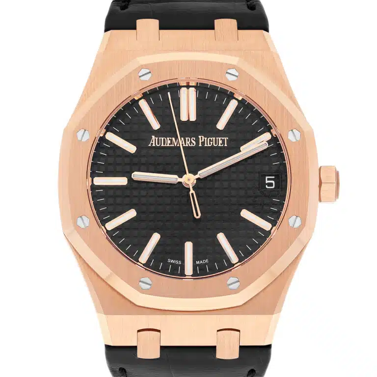 Audemars Piguet Royal Oak 15510OR.OO.D002CR.01 41mm Black Dial Leather Strap 18k Rose Gold Watch - 2024 – image 3