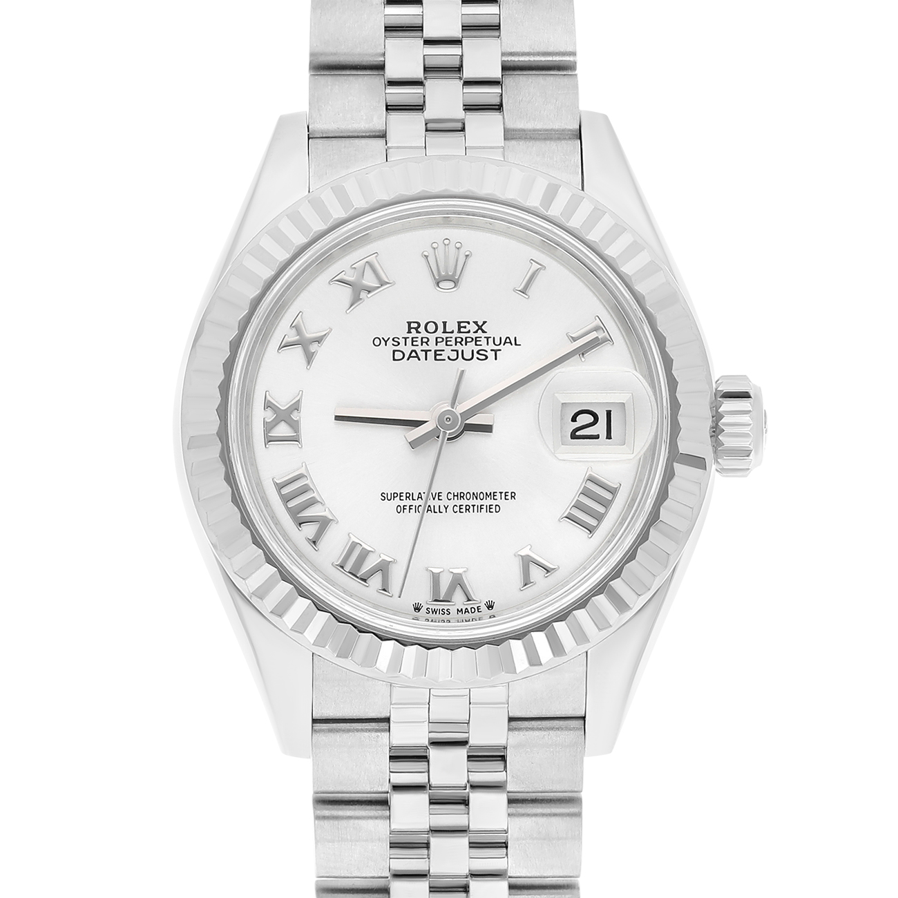 Rolex Lady Datejust 279174-0007 28mm Silver Roman Dial Jubilee Bracelet Stainless Steel Watch