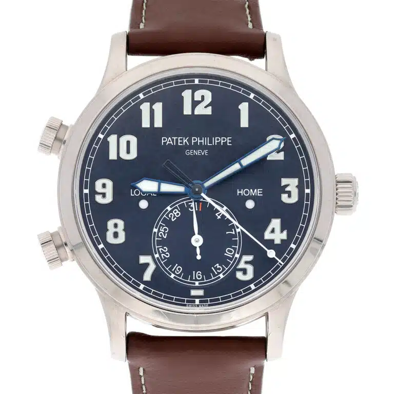 Patek Philippe Calatrava Travel Time 5524G-001 Blue Dial White Gold with Brown Leather Watch - 2022 – image 3