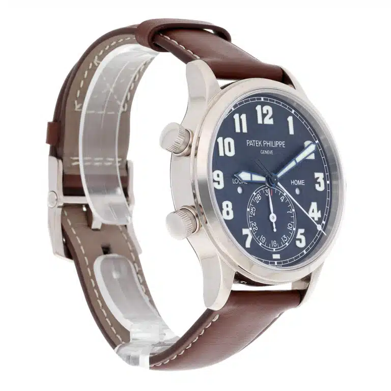 Patek Philippe Calatrava Travel Time 5524G-001 Blue Dial White Gold with Brown Leather Watch - 2022 – image 4
