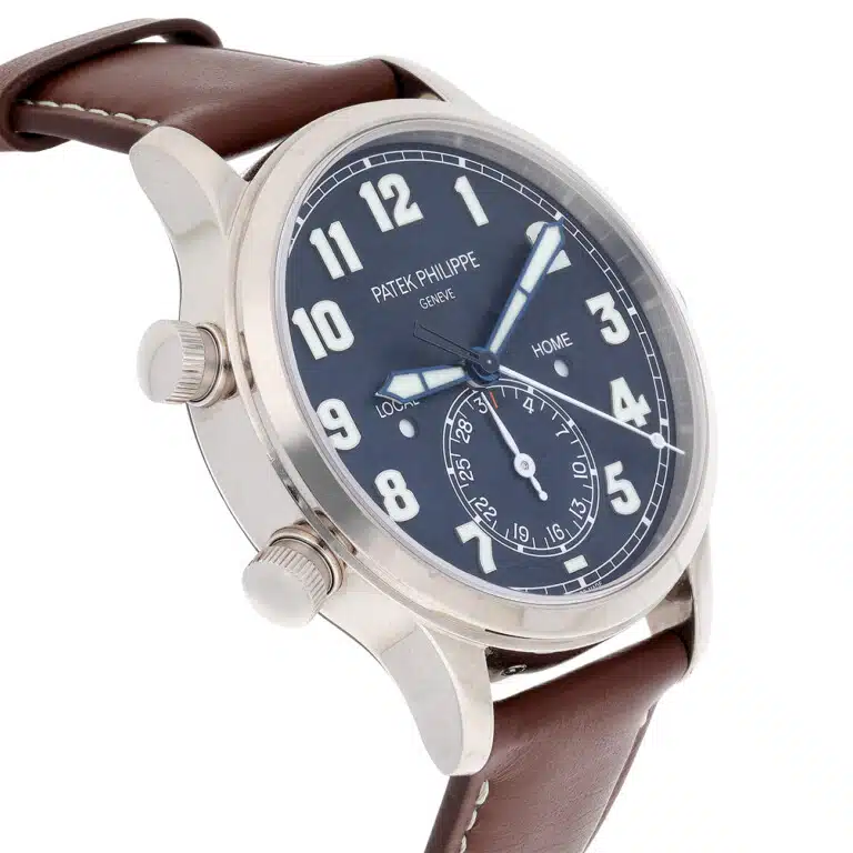 Patek Philippe Calatrava Travel Time 5524G-001 Blue Dial White Gold with Brown Leather Watch - 2022 – image 5