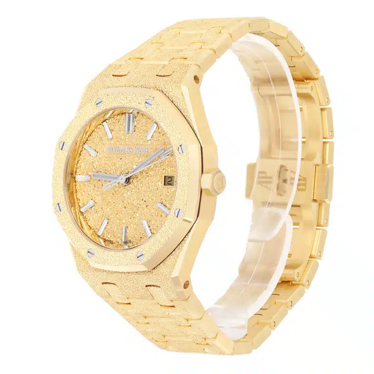 Audemars Piguet Royal Oak Frosted Gold 77450BA.GG.1361BA.01 34mm Yellow Gold Crystal Sand Dial 18K Yellow Gold Watch – image 5