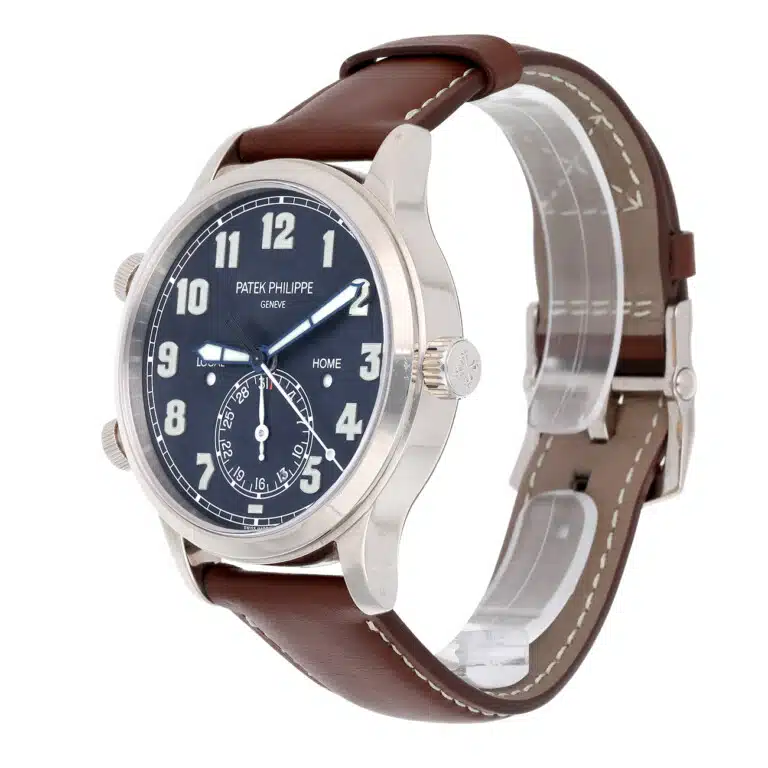 Patek Philippe Calatrava Travel Time 5524G-001 Blue Dial White Gold with Brown Leather Watch - 2022 – image 6
