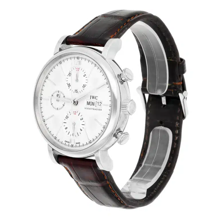 IWC Portofino Chronograph IW391027 42.00mm Silver Dial Leather Strap Stainless Steel Watch – image 4