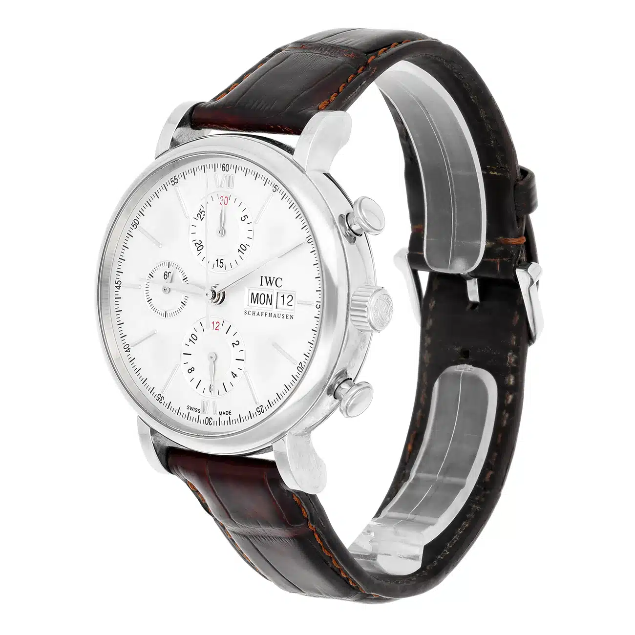 IWC Portofino Chronograph IW391027 42.00mm Silver Dial Leather Strap Stainless Steel Watch – image 4