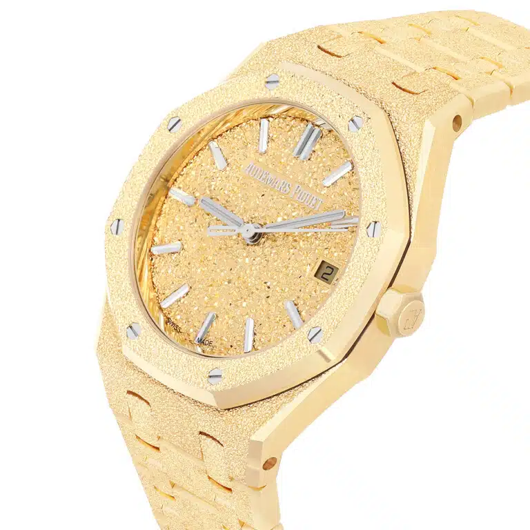 Audemars Piguet Royal Oak Frosted Gold 77450BA.GG.1361BA.01 34mm Yellow Gold Crystal Sand Dial 18K Yellow Gold Watch – image 6