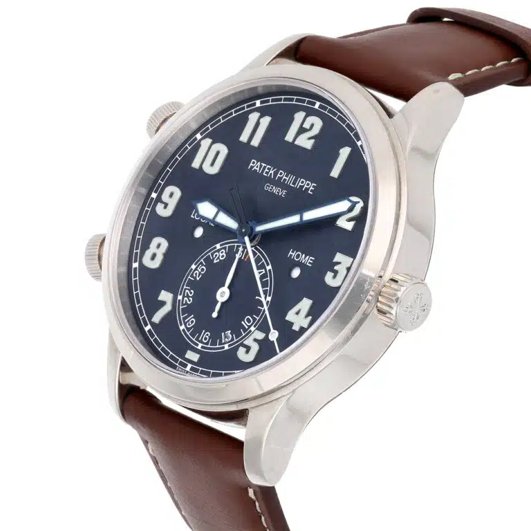 Patek Philippe Calatrava Travel Time 5524G-001 Blue Dial White Gold with Brown Leather Watch - 2022 – image 7