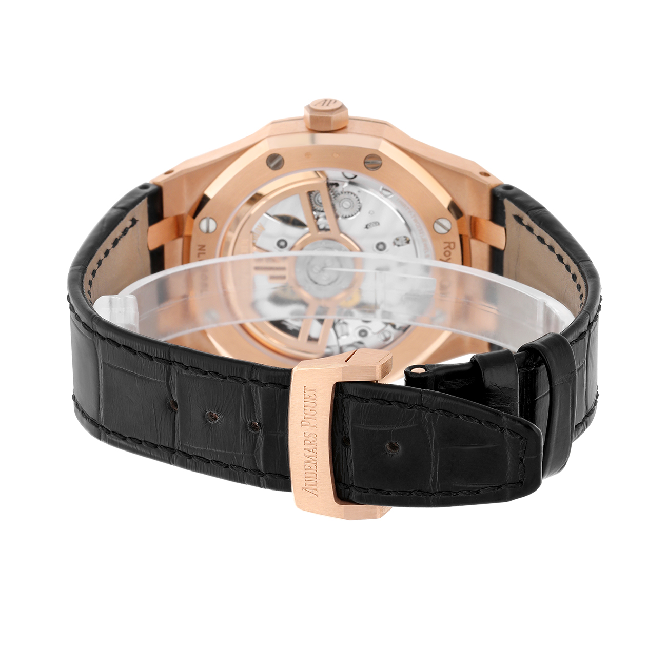 Audemars Piguet Royal Oak 15510OR.OO.D002CR.01 41mm Black Dial Leather Strap 18k Rose Gold Watch - 2024