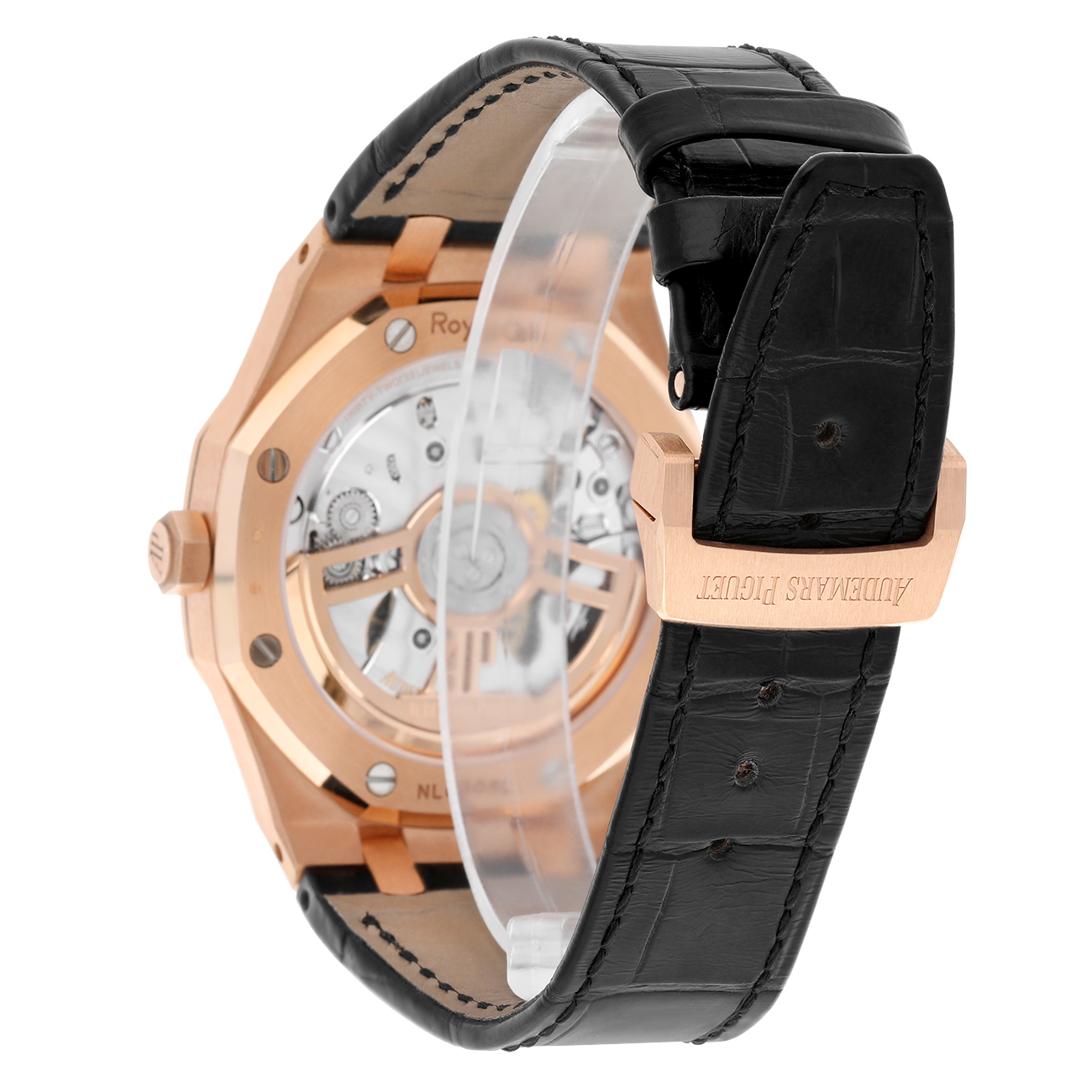 Audemars Piguet Royal Oak 15510OR.OO.D002CR.01 41mm Black Dial Leather Strap 18k Rose Gold Watch - 2024