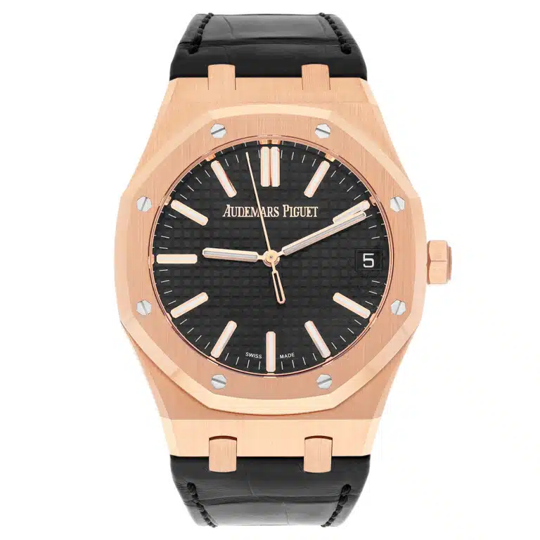 Audemars Piguet Royal Oak 15510OR.OO.D002CR.01 41mm Black Dial Leather Strap 18k Rose Gold Watch - 2024 – image 2
