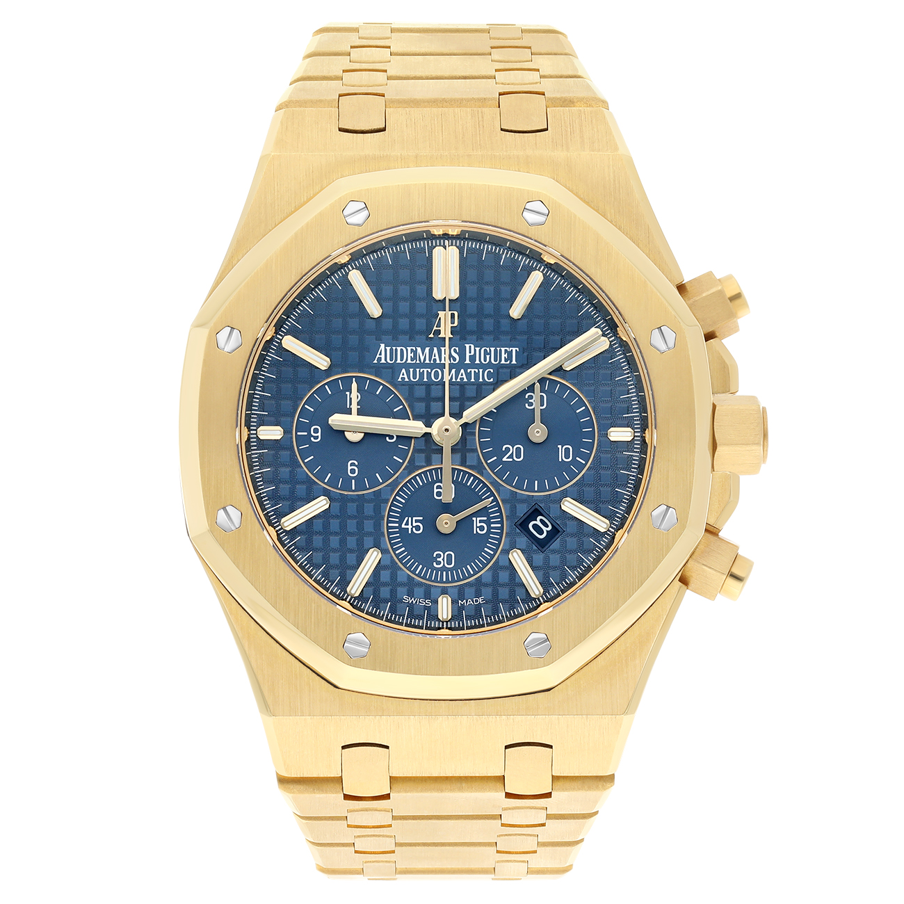 Audemars Piguet Royal Oak 26320ba.oo.1220ba.02 41mm Blue Chronograph Dial Yellow Gold Watch - 2017