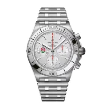 Breitling Chronomat B01 Six Nations England AB0134A71A1A1 42mm Silver Dial Unidirectional, Ratcheted Rotating Bezel