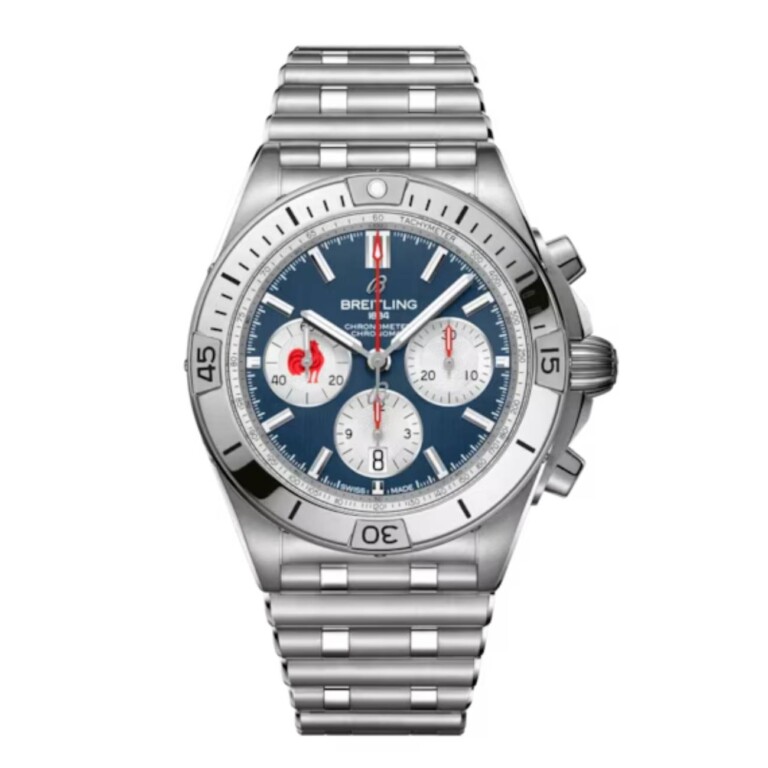 Breitling Chronomat B01 Six Nations France AB0134A81C1A1 42mm Blue Dial Unidirectional, Ratcheted Rotating Bezel Stainless
