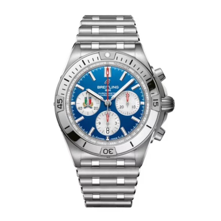 Breitling Chronomat B01 Six Nations Italy AB0134A41C1A1 42mm Blue Dial Unidirectional, Ratcheted Rotating Bezel Stainless
