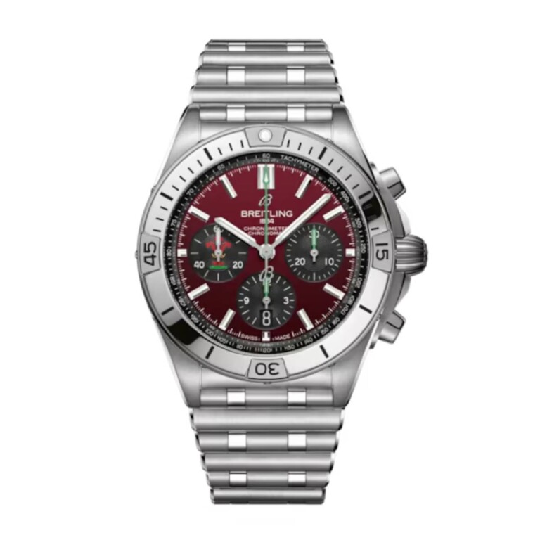 Breitling Chronomat B01 Six Nations Wales AB0134A61K1A1 42mm Red Dial Unidirectional, Ratcheted Rotating Bezel Stainless