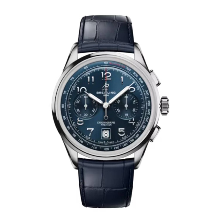 Breitling Premier B01 Chronograph AB0145171C1P2 42mm Blue Dial Fixed Bezel Stainless Steel with Blue Alligator Leather Strap