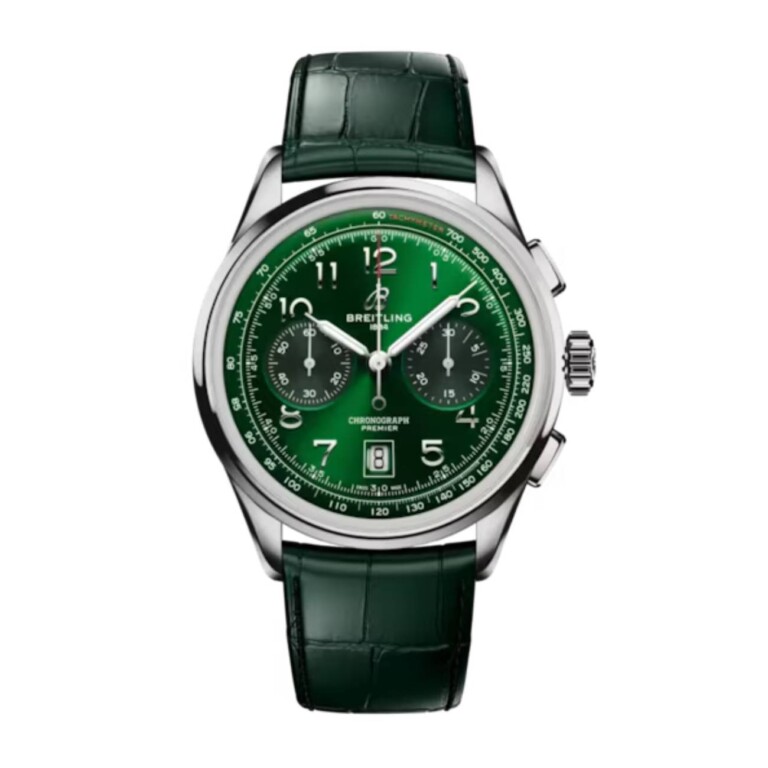 Breitling Premier B01 Chronograph AB0145371L1P2 42mm Green Dial Fixed Bezel Stainless Steel with Green Alligator Leather