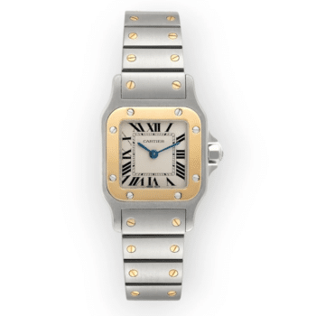 Cartier Santos Galbée W20012C4 Silver Dial 18k Gold Bezel Two Tone Watch
