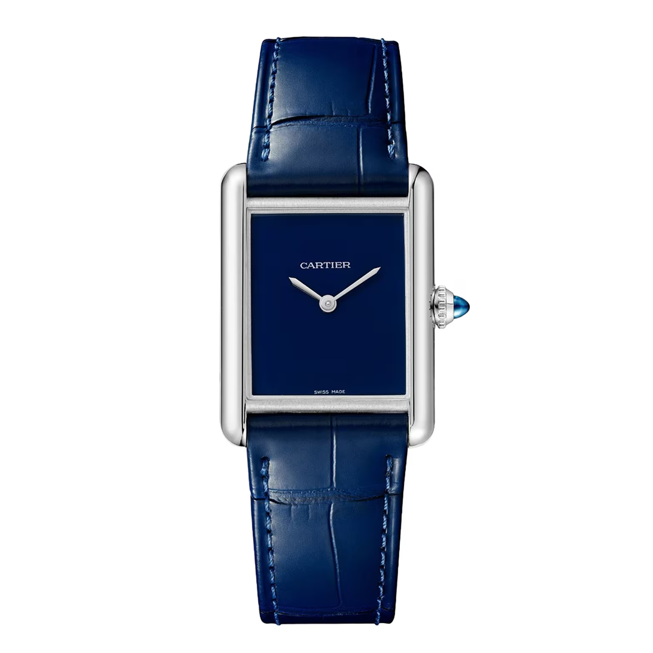 Cartier Tank Must WSTA0055 Blue Dial Blue Leather Strap Stainless Steel Watch