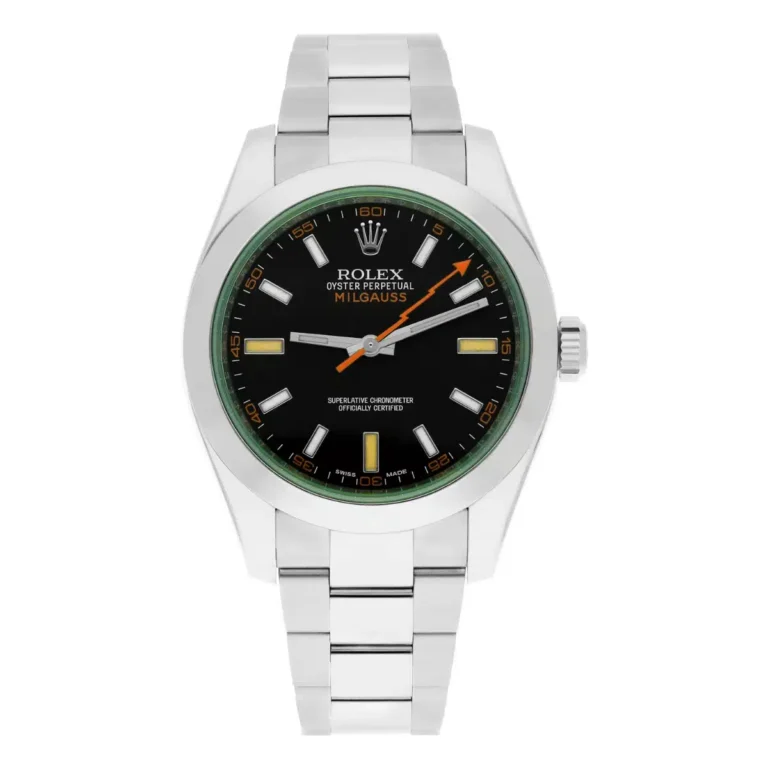 Rolex Milgauss 116400GV 40mm Stainless Steel Orange Hand Black Dial Watch – 2013