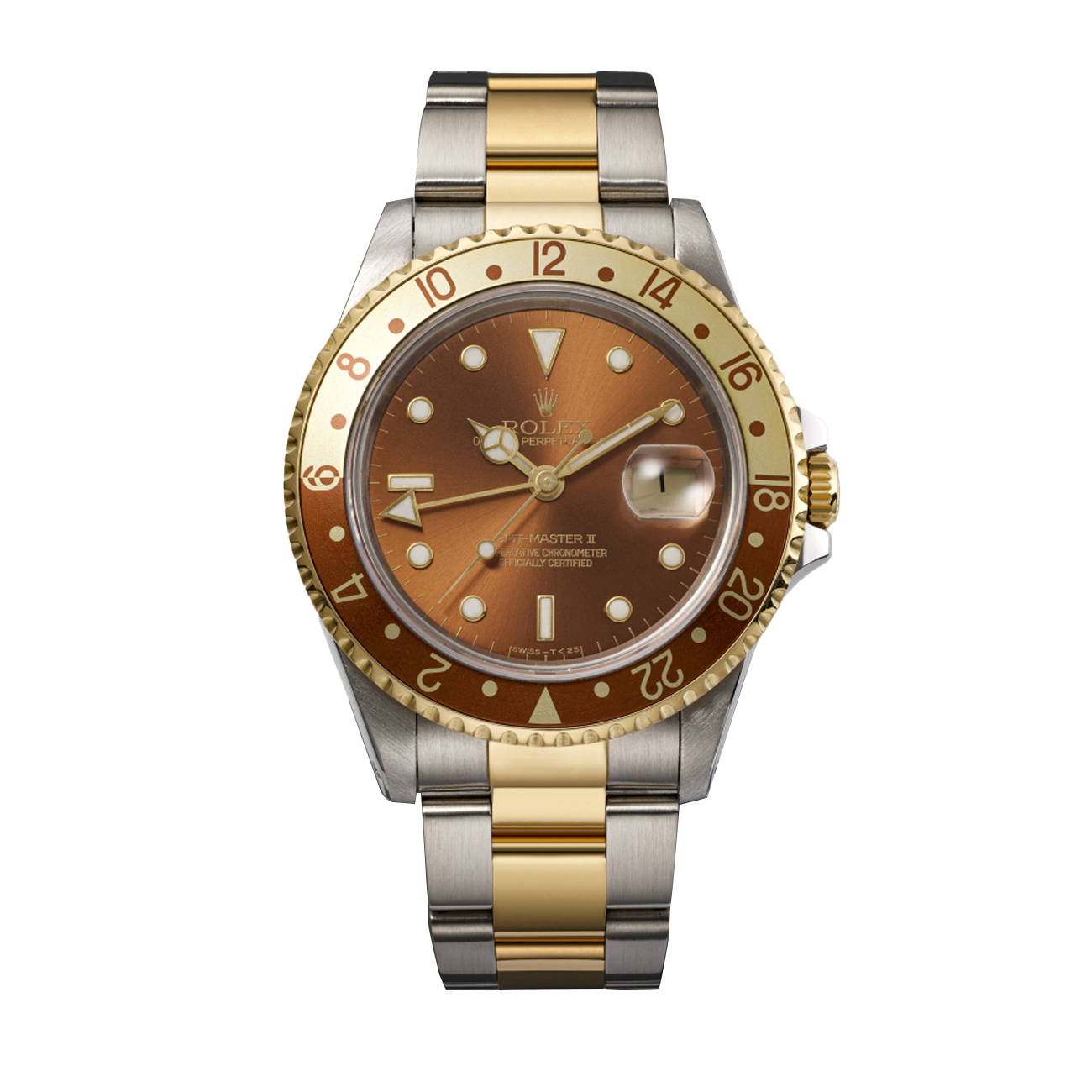 Rolex GMT-Master II 16713 40MM Brown Dial Oyster Bracelet Two Tone Watch