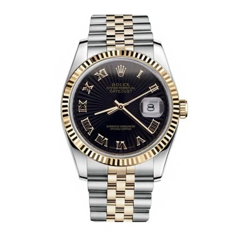 Rolex Datejust 116233 36mm Fluted Bezel Black Dial Two Tone Watch