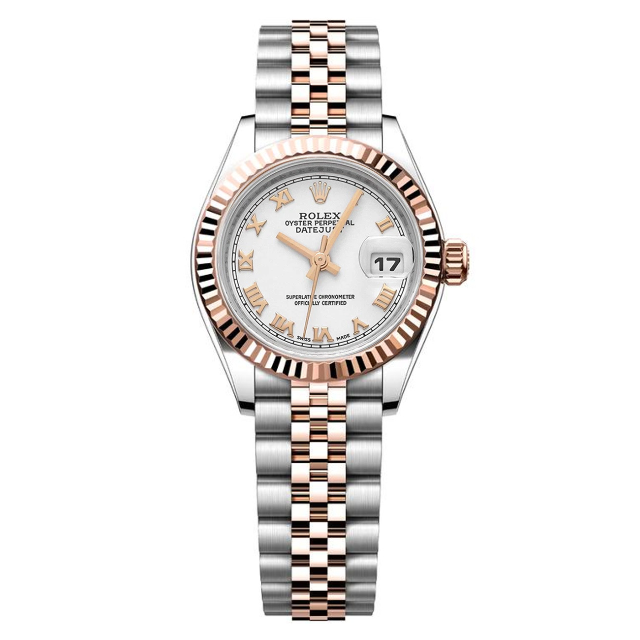 Rolex Lady-Datejust 179171 26mm Fluted Bezel White Roman Dial Stainless Steel & Rose Gold Watch - 2007