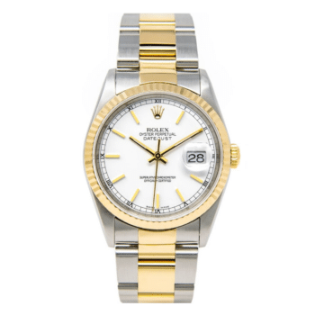 Rolex Datejust 16233 36mm White Dial Fluted Bezel Two Tone Watch