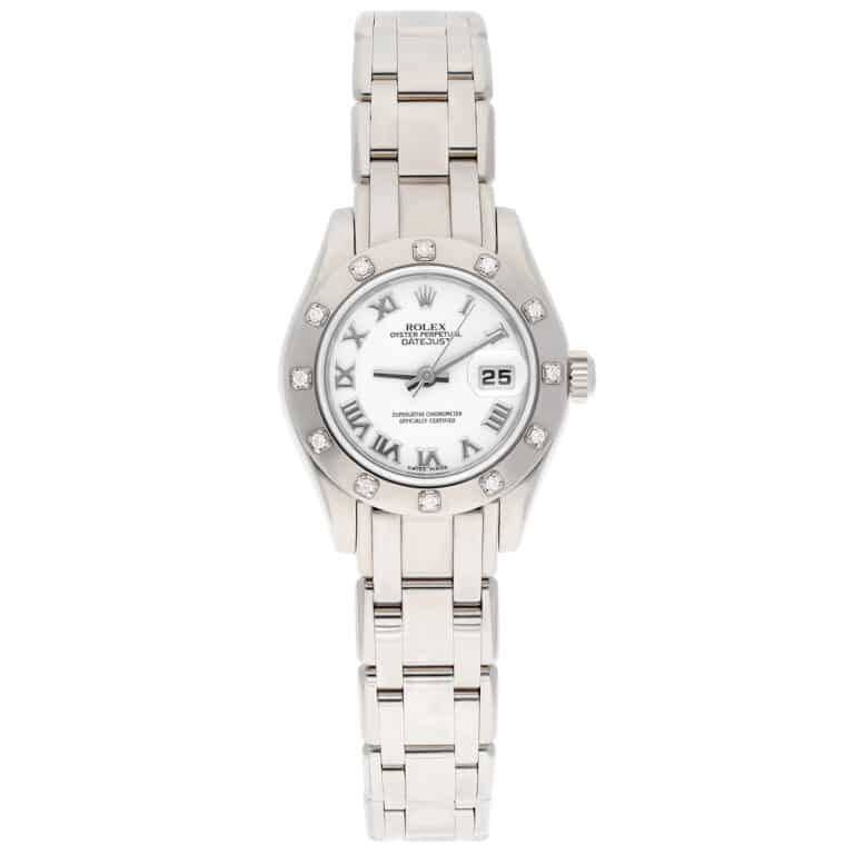 Rolex Lady-Datejust Pearlmaster 80319 White Roman Dial White Gold Watch