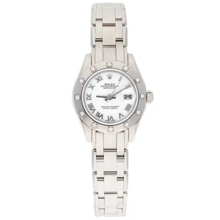 Rolex Lady-Datejust Pearlmaster 80319 White Roman Dial White Gold Watch