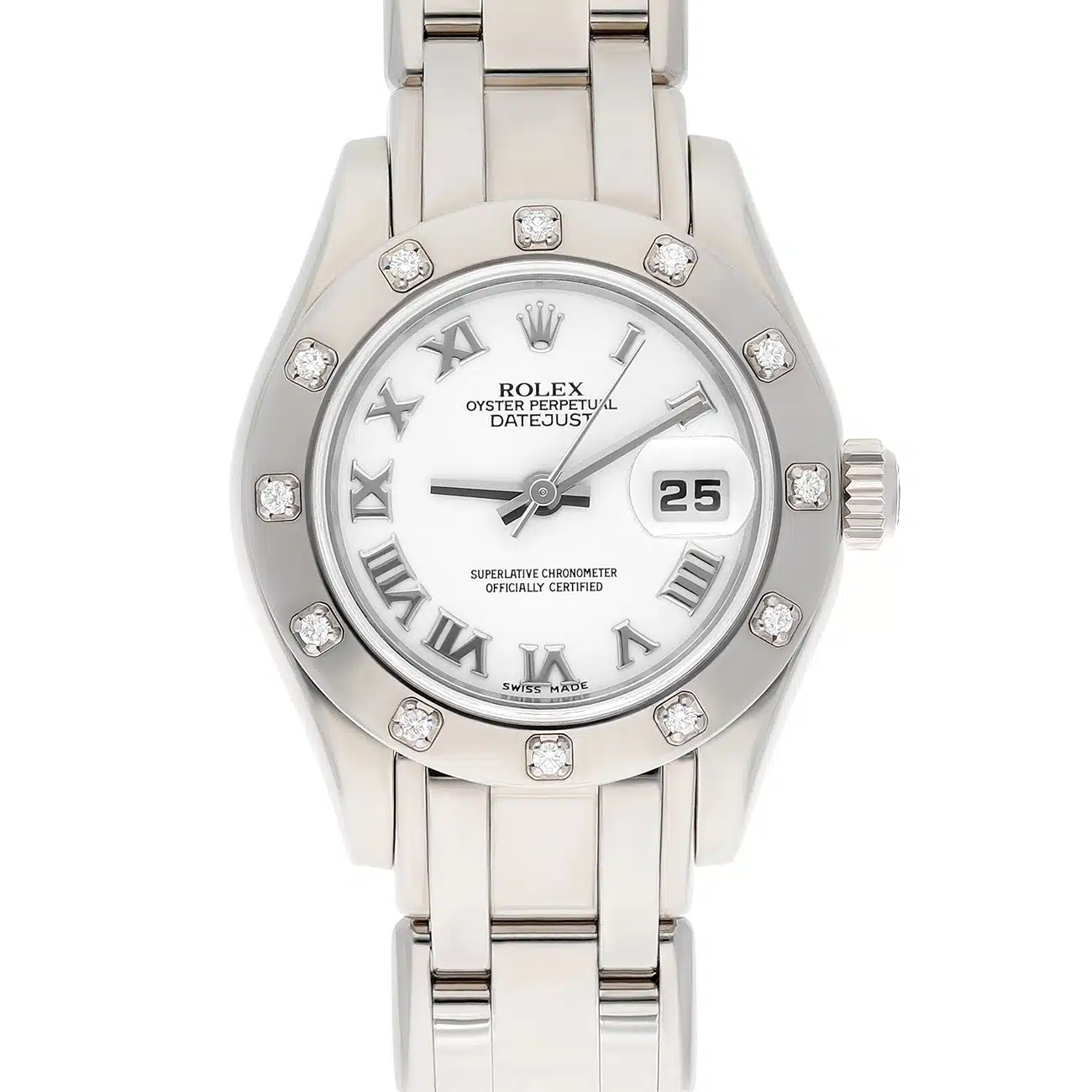 Rolex Lady-Datejust Pearlmaster 80319 White Roman Dial White Gold Watch – image 2