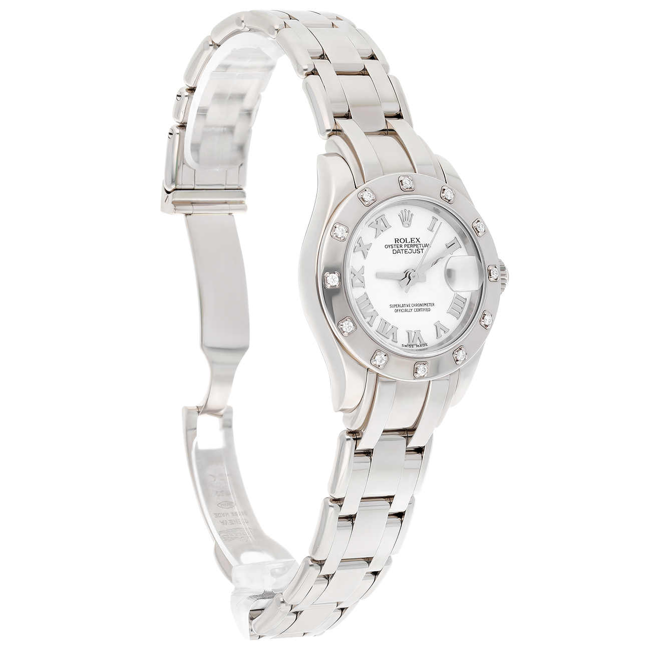 Rolex Lady-Datejust Pearlmaster 80319 White Roman Dial White Gold Watch