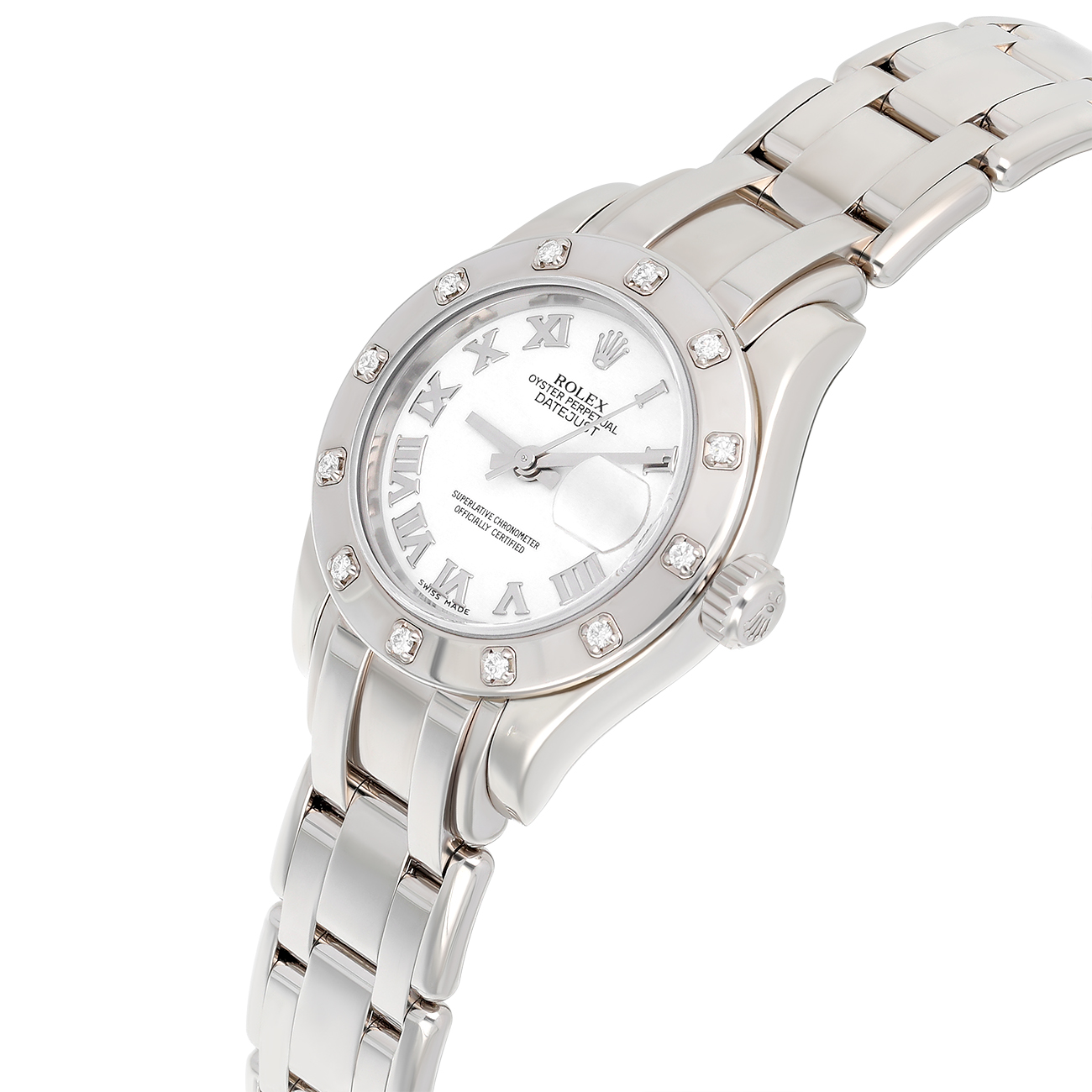 Rolex Lady-Datejust Pearlmaster 80319 White Roman Dial White Gold Watch