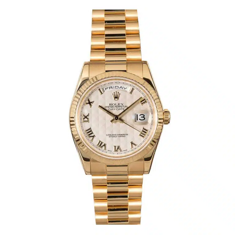 Rolex Day Date 118238 Presidential 36mm Ivory Pyramid Dial Yellow Gold Watch