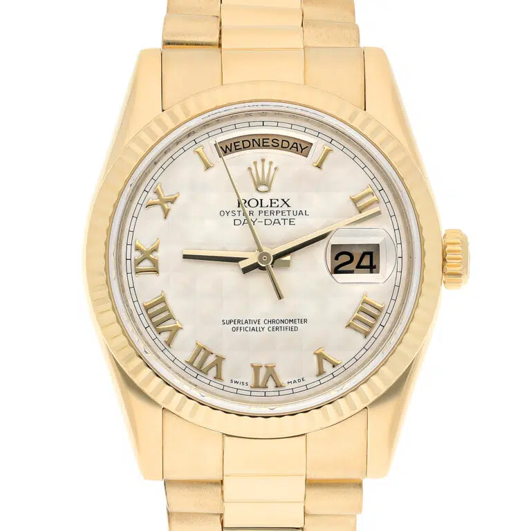Rolex Day Date 118238 Presidential 36mm Ivory Pyramid Dial Yellow Gold Watch – image 2