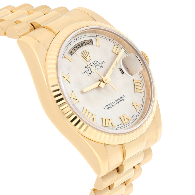 Rolex Day Date 118238 Presidential 36mm Ivory Pyramid Dial Yellow Gold Watch – image 6