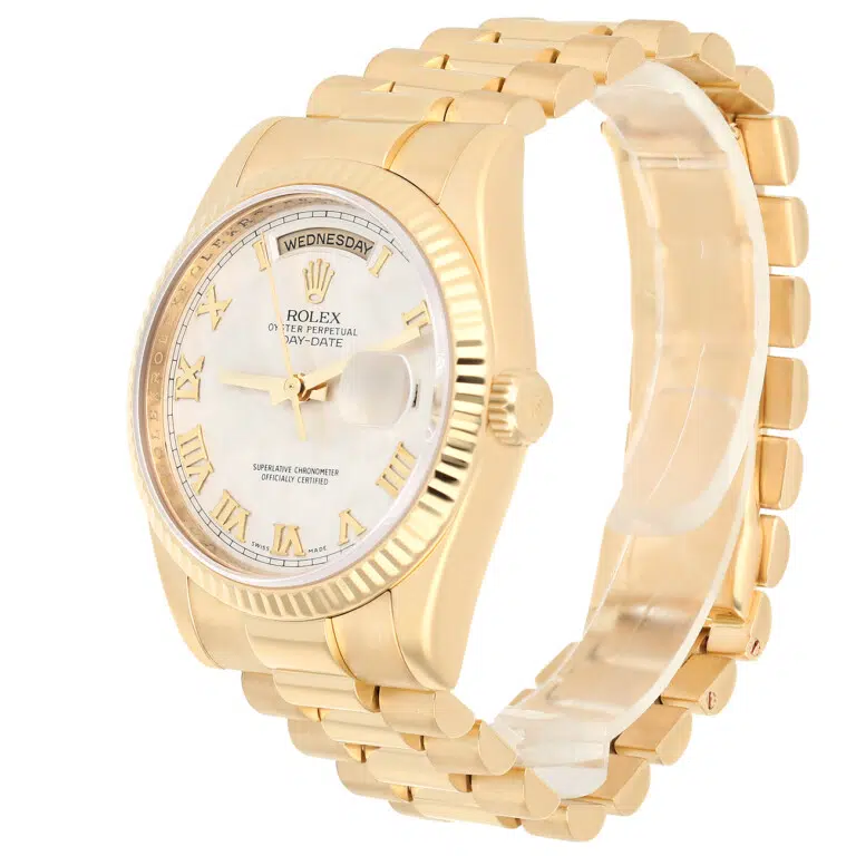 Rolex Day Date 118238 Presidential 36mm Ivory Pyramid Dial Yellow Gold Watch – image 4