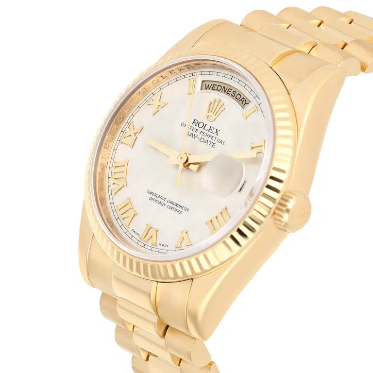 Rolex Day Date 118238 Presidential 36mm Ivory Pyramid Dial Yellow Gold Watch – image 3