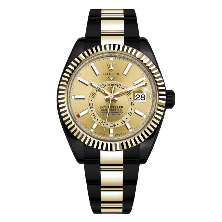 Rolex Sky-Dweller 326933 Champagne Dial Oyster Band Black PVD/DLC Coated 18K Yellow Gold &Stainless Steel Watch –