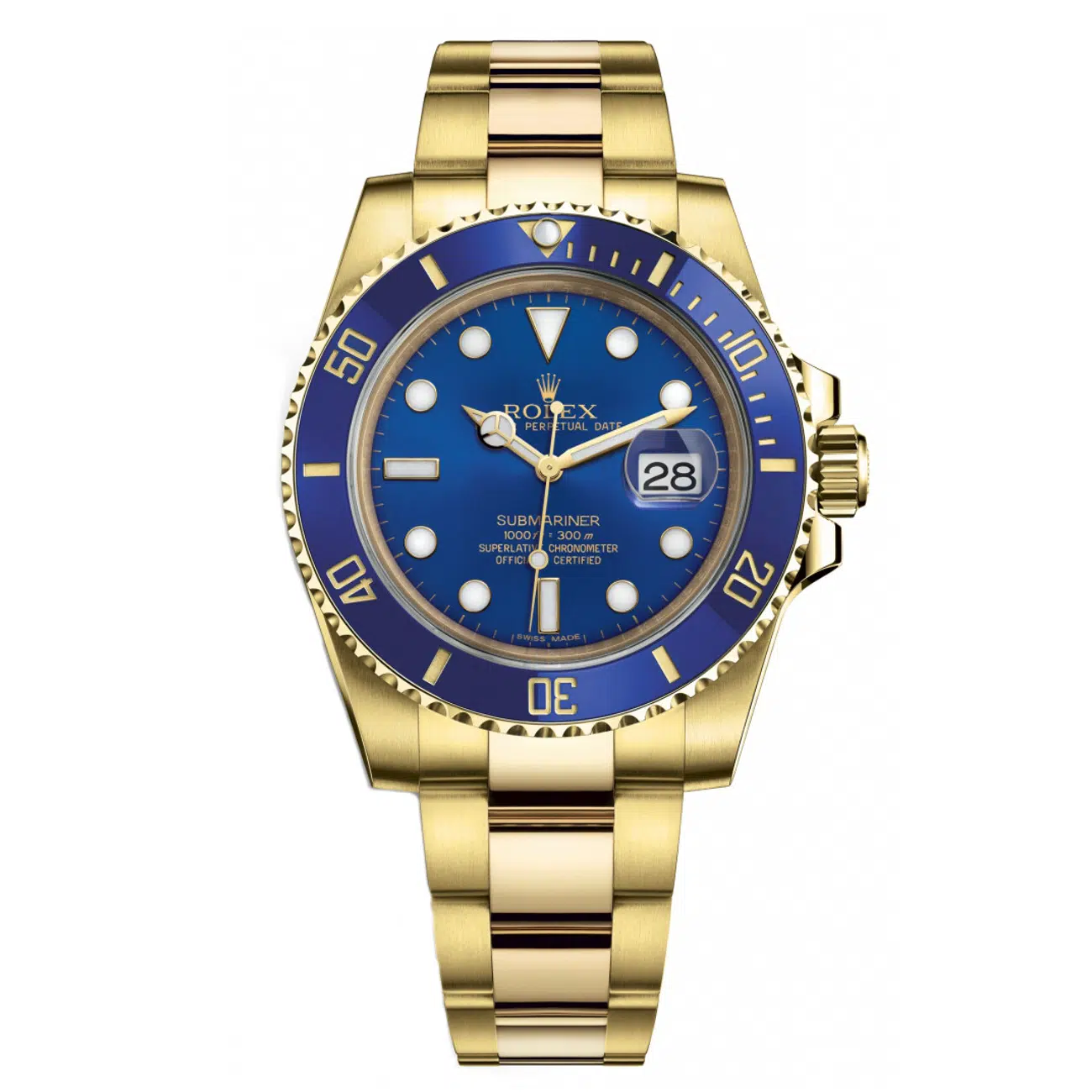 Rolex Submariner Date 116618LN Ceramic Royal Blue Dial 18 Kt Yellow Gold