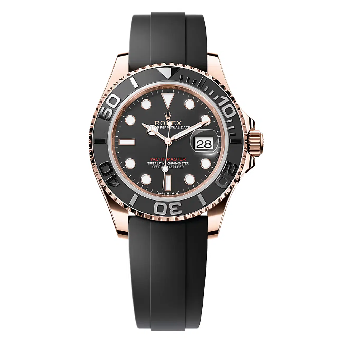 Rolex Yacht-Master 126655-0002 40mm Black Dial Black Oysterflex Strap Rose Gold Watch