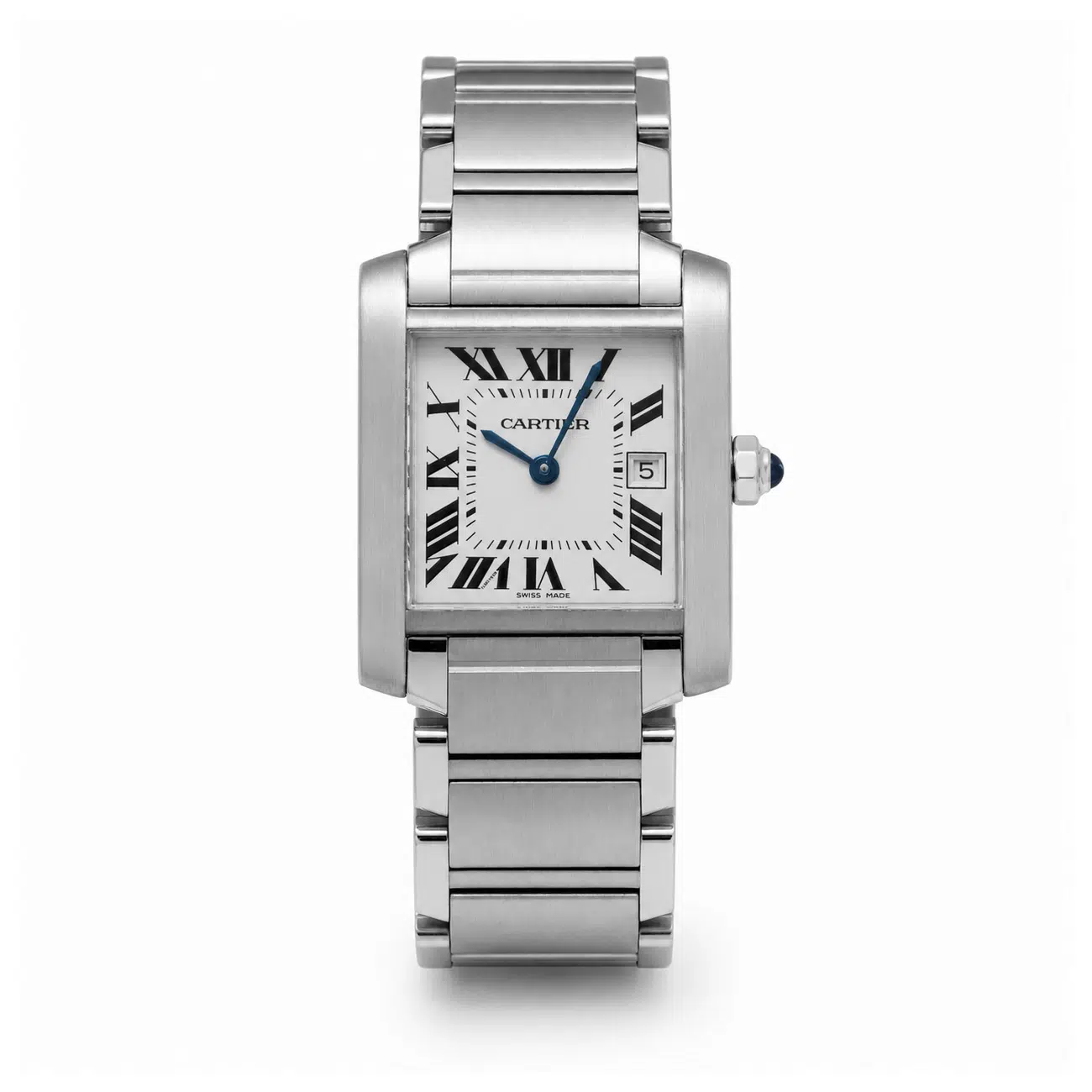 Cartier Tank Française W51008Q3/2465 25mm Roman Dial Stainless Steel Watch
