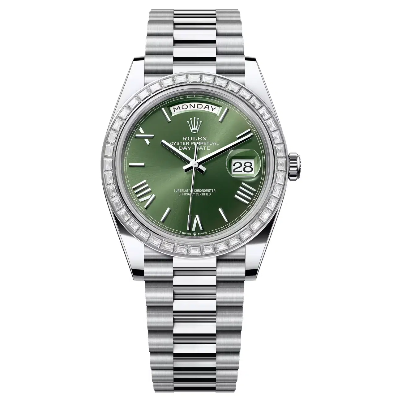 Rolex Day-Date 228396TBR-0020 Olive green Dial 40 MM Platinum
