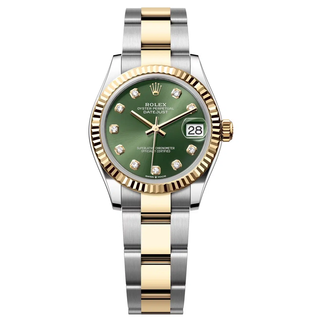 Rolex Datejust 278273-0029 Olive green Diamond Dial 31 MM Oyster Bracelet