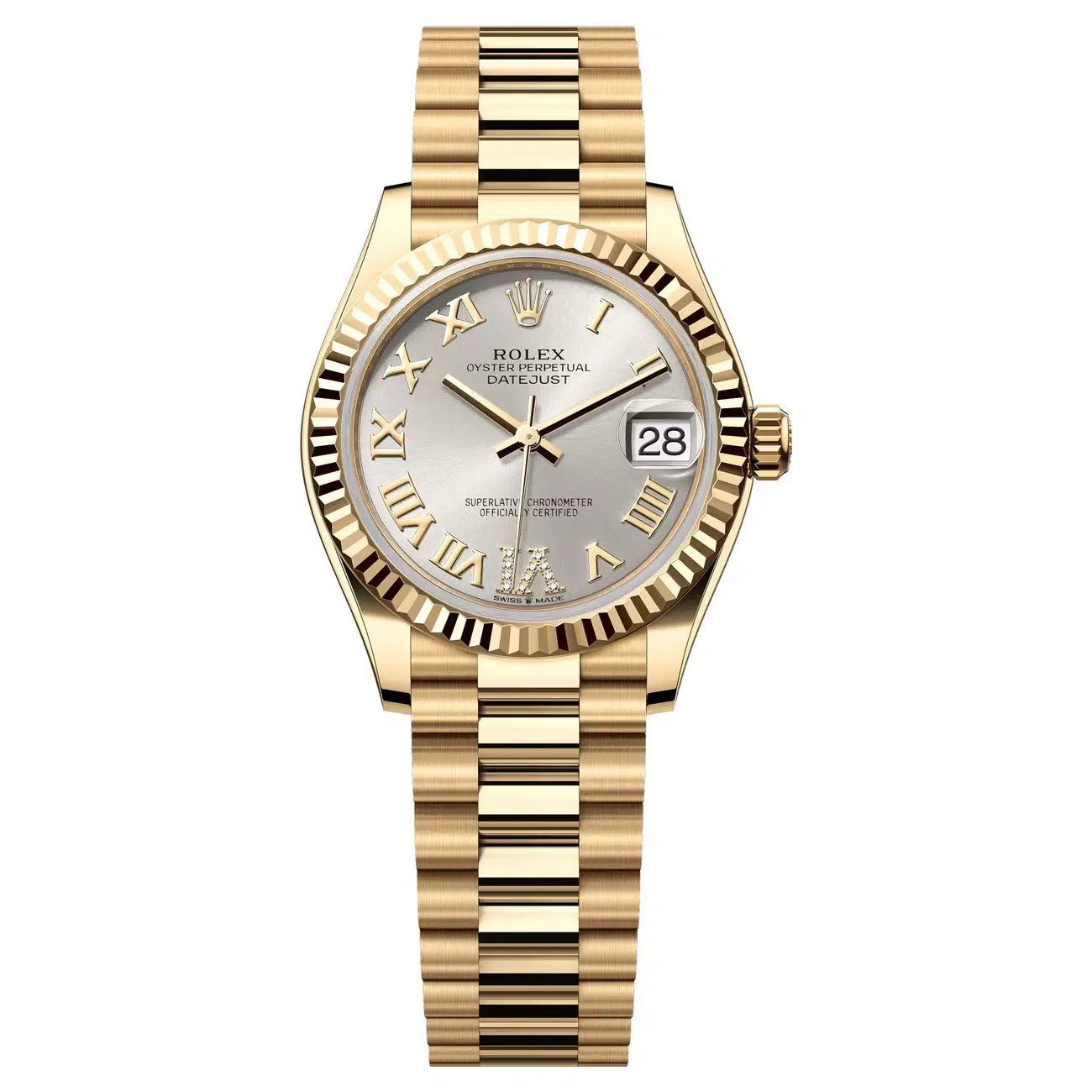 Rolex Datejust 278278-0028 Silver Dial 31 MM 18k Yellow Gold
