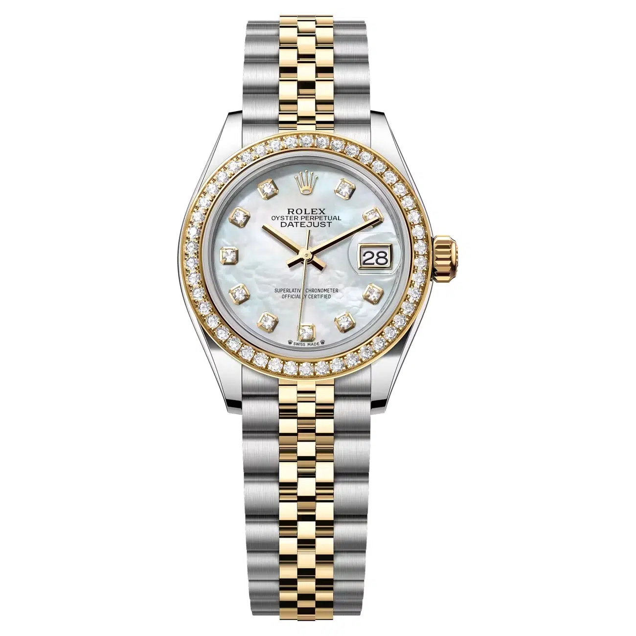 Rolex Lady-Datejust 279383RBR-0019 White Mother-of-Pearl Dial 28 MM Two Tone Jubilee Bracelet