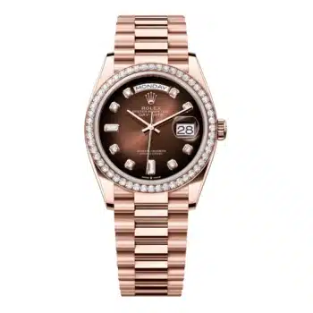 Rolex Day-Date 128345rbr-0040 36mm Rose Gold with Diamond Bezel Brown ombre Diamond Dial Watch 2024
