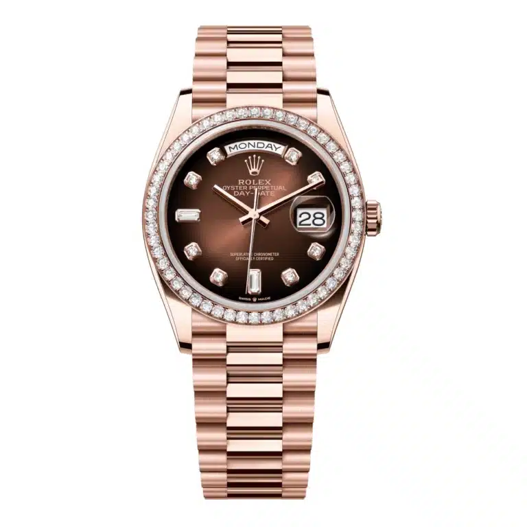 Rolex Day-Date 128345rbr-0040 36mm Rose Gold with Diamond Bezel Brown ombre Diamond Dial Watch 2024